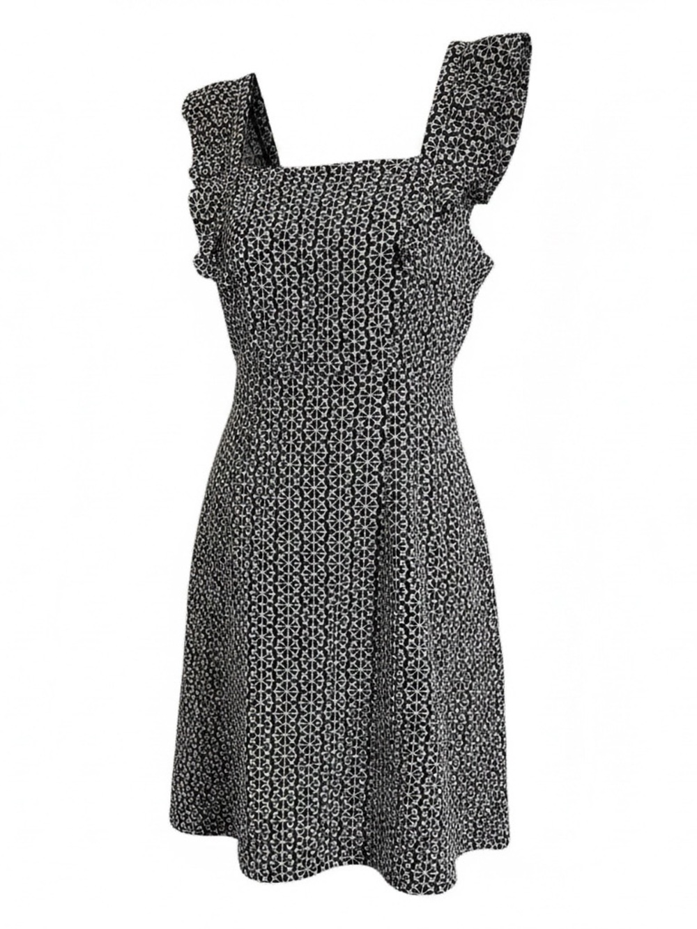 Black & White Geometric Midi Dress with Square Neck by Scoop 3XL
